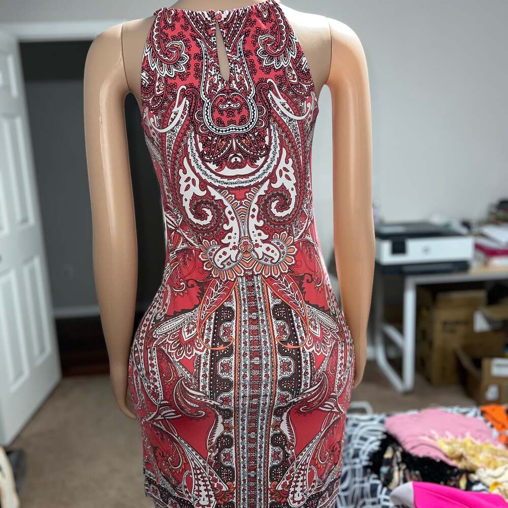 INC International Concepts Paisley Keyhole Cutout Mini Dress - Picture 5 of 6